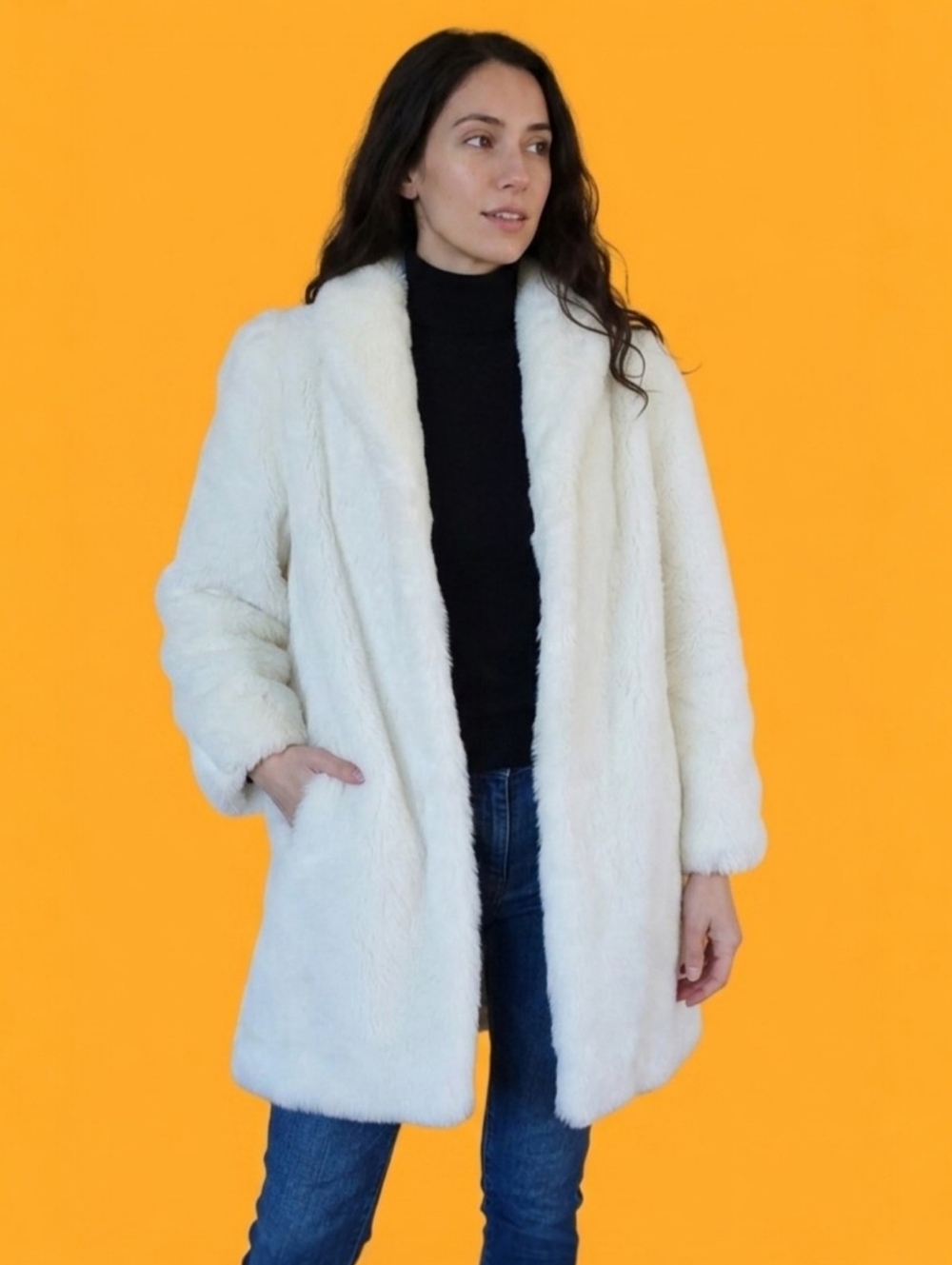 Vtg Donnybrook Faux Fur Coat Ivory Plush Luxurious Soft MADE IN USA 8 Stroller - Picture 2 of 16
